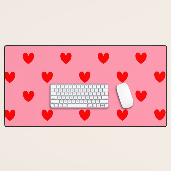 Red Heart Pattern Desk Mat Gallery Image 1
