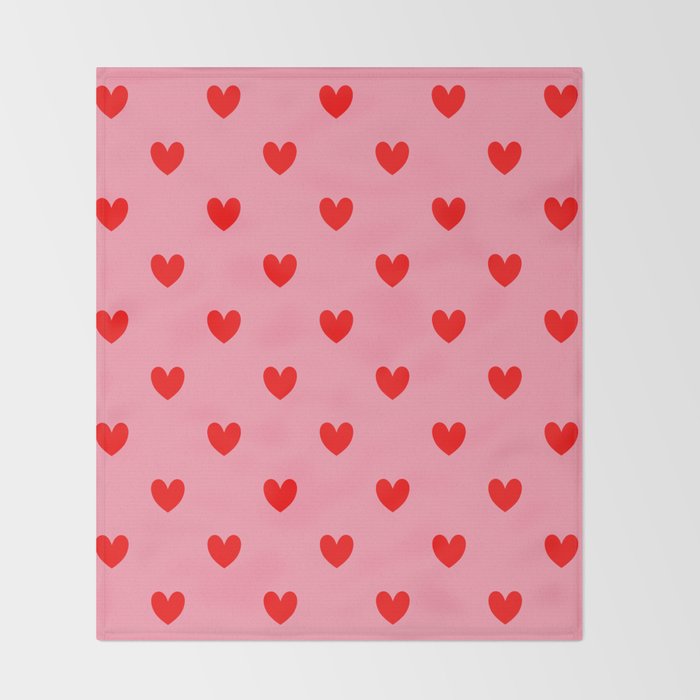 Red Heart Pattern Throw Blanket Gallery Image 2