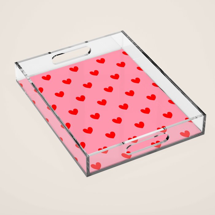 Red Heart Pattern Acrylic Tray Gallery Image 1