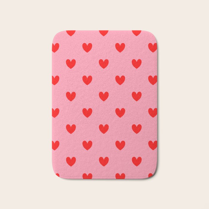 Red Heart Pattern Bath Mat Gallery Image 1