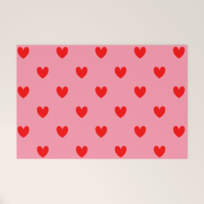 Red Heart Pattern Welcome Mat Gallery Image 1