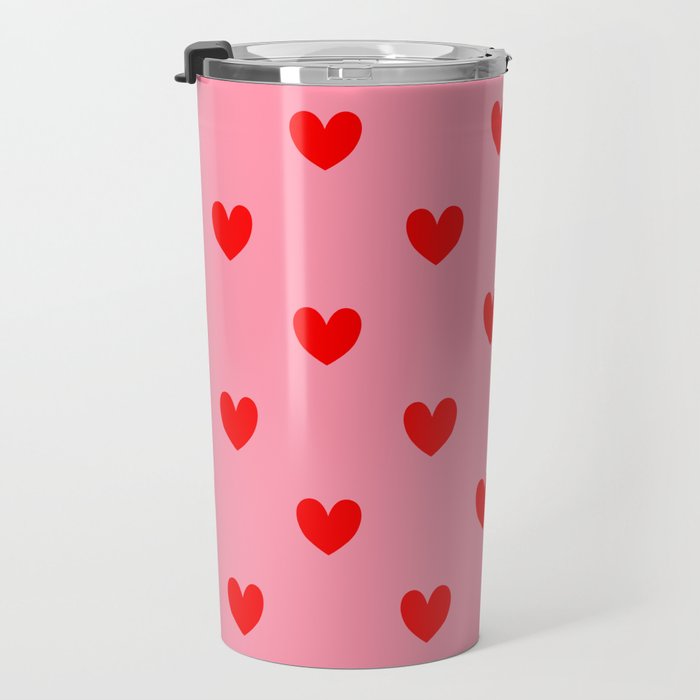 Red Heart Pattern Travel Mug Gallery Image 3