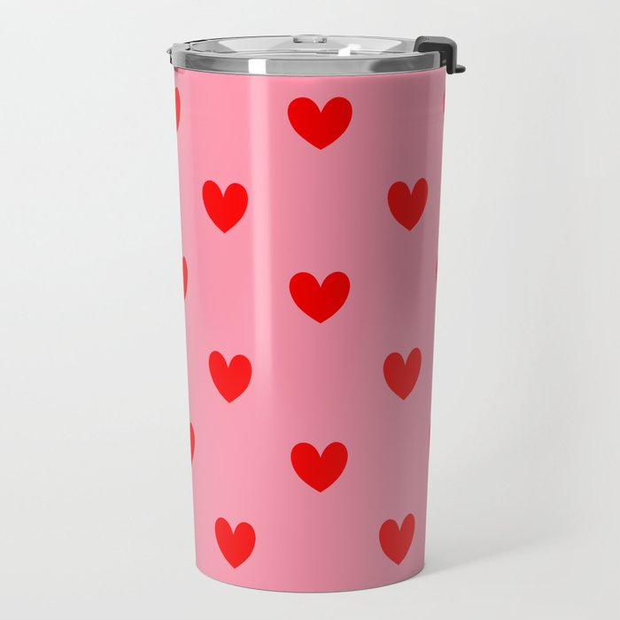 Red Heart Pattern Travel Mug Gallery Image 2
