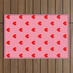 Red Heart Pattern Outdoor Rug Gallery Image 1