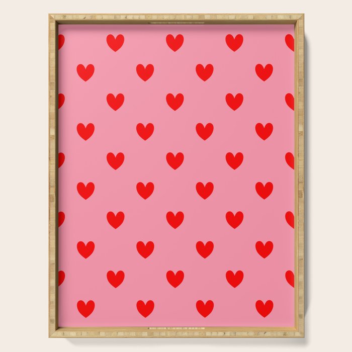 Red Heart Pattern Serving Tray Gallery Image 1