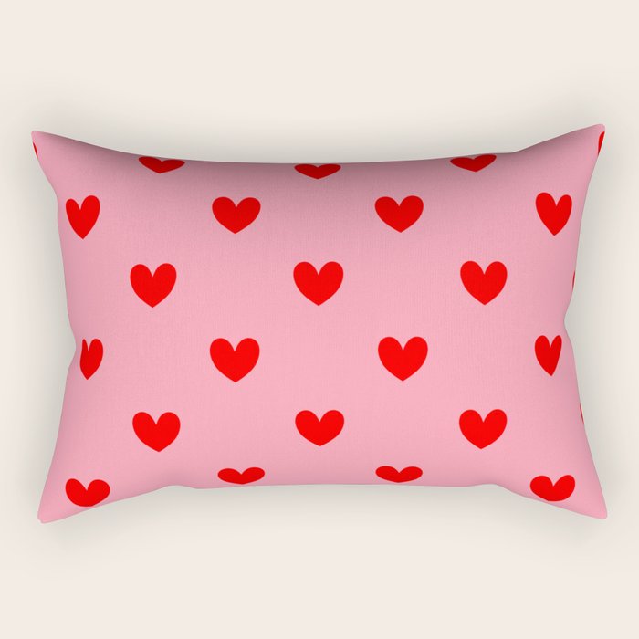 Red Heart Pattern Rectangular Pillow Gallery Image 2