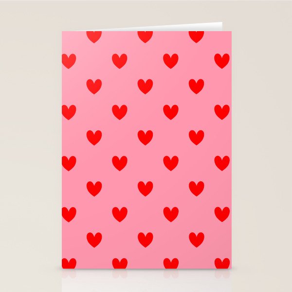 Red Heart Pattern Stationery Card Gallery Image 1