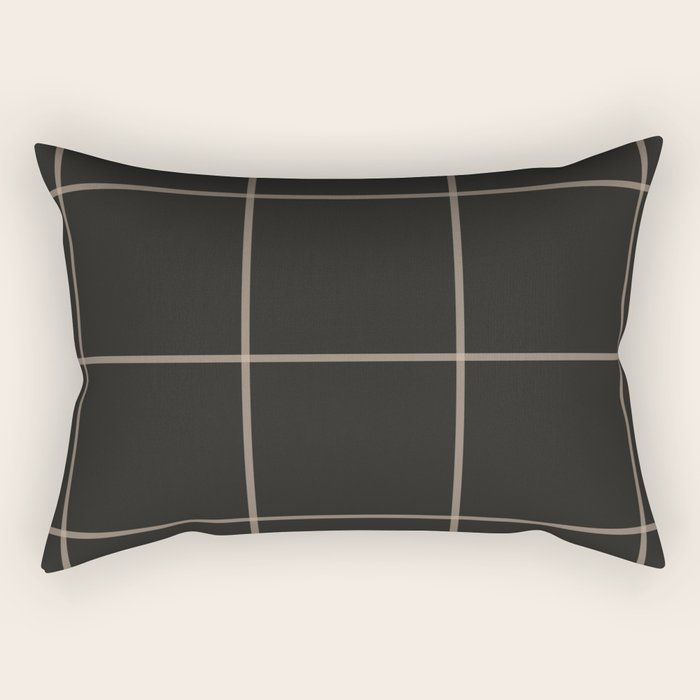 Scandinavian Modern Plaid Minimal Black Rectangular Pillow Gallery Image 1