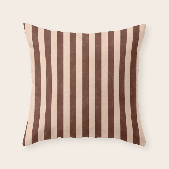 STRIPES 001 M - Cacao Throw Pillow Gallery Image 1