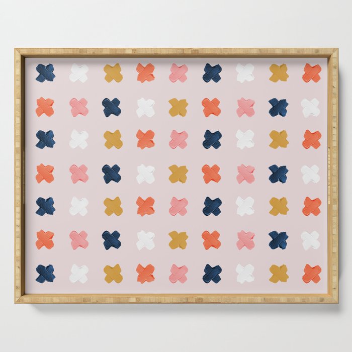 X Grid - Blush & Navy Palette Serving Tray Gallery Image 1