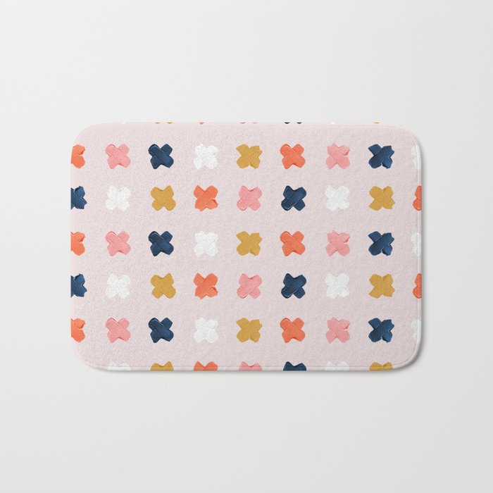 X Grid - Blush & Navy Palette Bath Mat Gallery Image 1