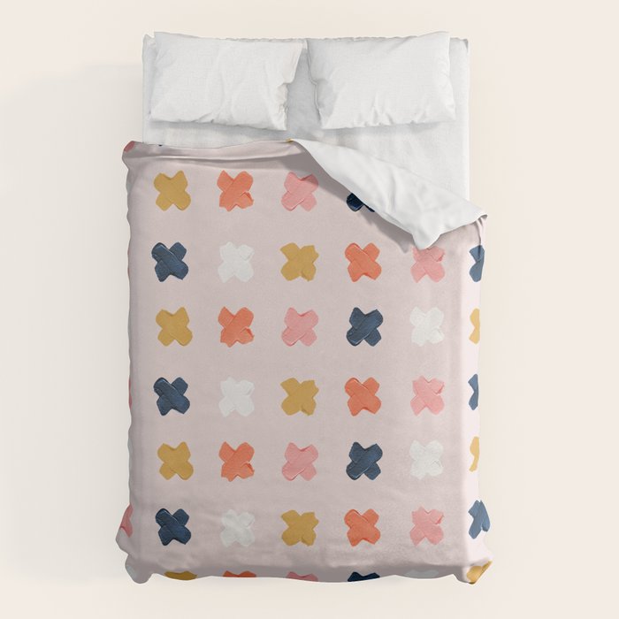 X Grid - Blush & Navy Palette Duvet Cover Gallery Image 6