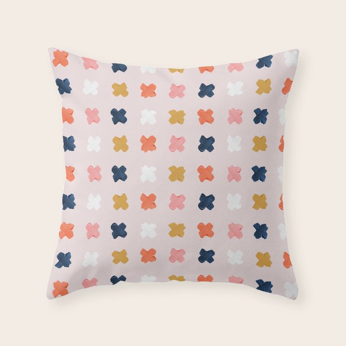 X Grid - Blush & Navy Palette Throw Pillow Gallery Image 1