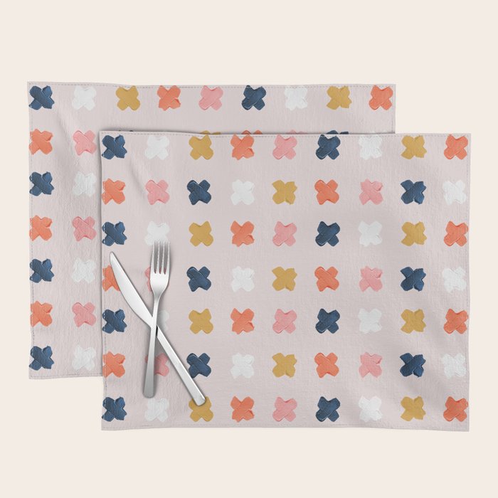 X Grid - Blush & Navy Palette Placemat Gallery Image 1