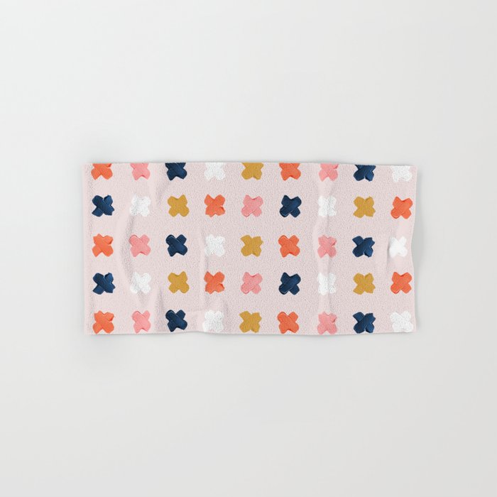 X Grid - Blush & Navy Palette Bath Towel Gallery Image 1