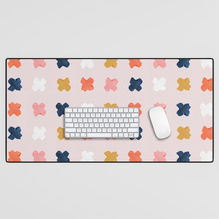 X Grid - Blush & Navy Palette Desk Mat Gallery Image 1