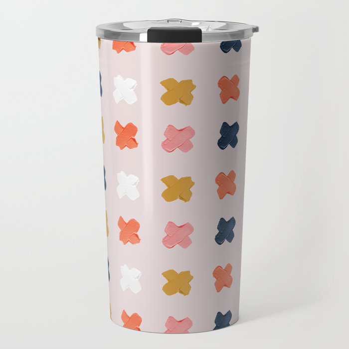 X Grid - Blush & Navy Palette Travel Mug Gallery Image 1