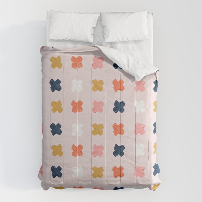 X Grid - Blush & Navy Palette Comforter Gallery Image 1