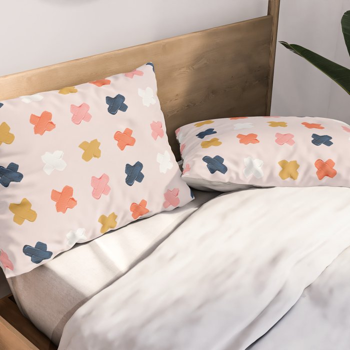 X Grid - Blush & Navy Palette Pillow Sham Gallery Image 2