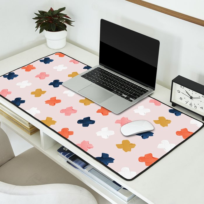 X Grid - Blush & Navy Palette Desk Mat Gallery Image 2