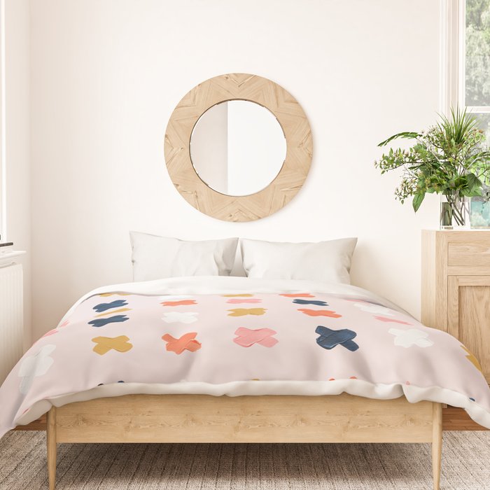 X Grid - Blush & Navy Palette Duvet Cover Gallery Image 3