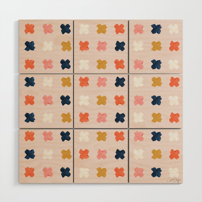 X Grid - Blush & Navy Palette Wood Wall Art Gallery Image 1