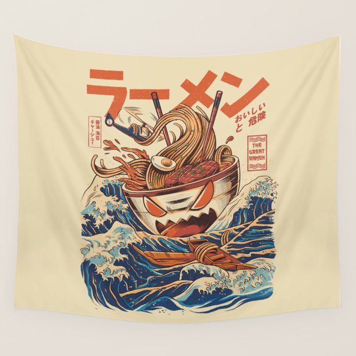 Great Ramen off Kanagawa Wall Tapestry Gallery Image 1