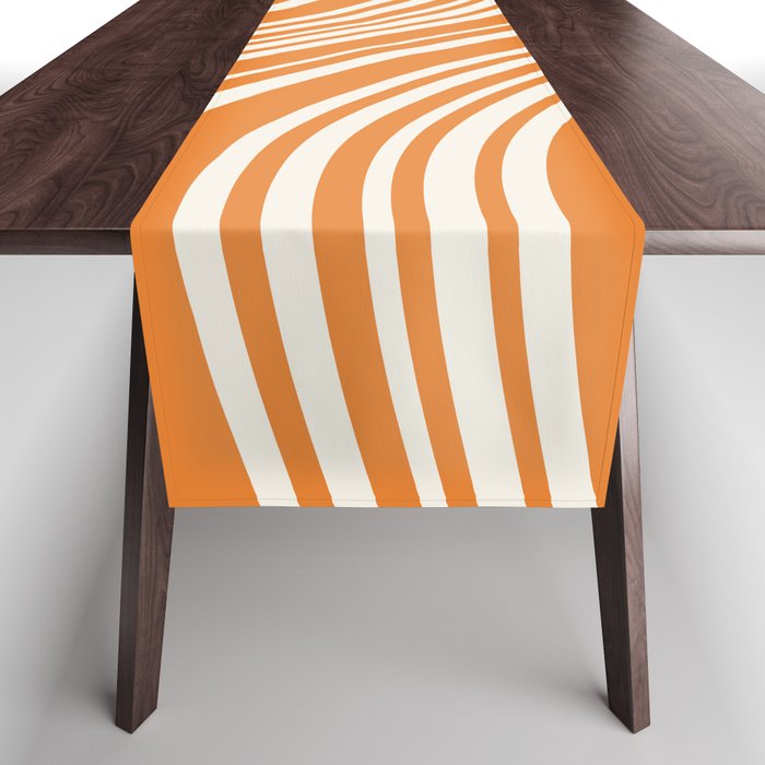 Wavy Stripes XLVI - Retro Orange Table Runner Gallery Image 1