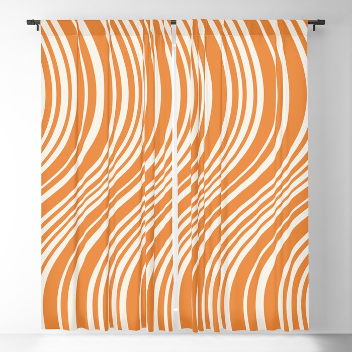 Wavy Stripes XLVI - Retro Orange Window Curtain Gallery Image 5