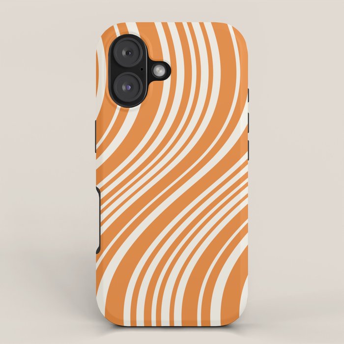 Wavy Stripes XLVI - Retro Orange iPhone Case Gallery Image 1