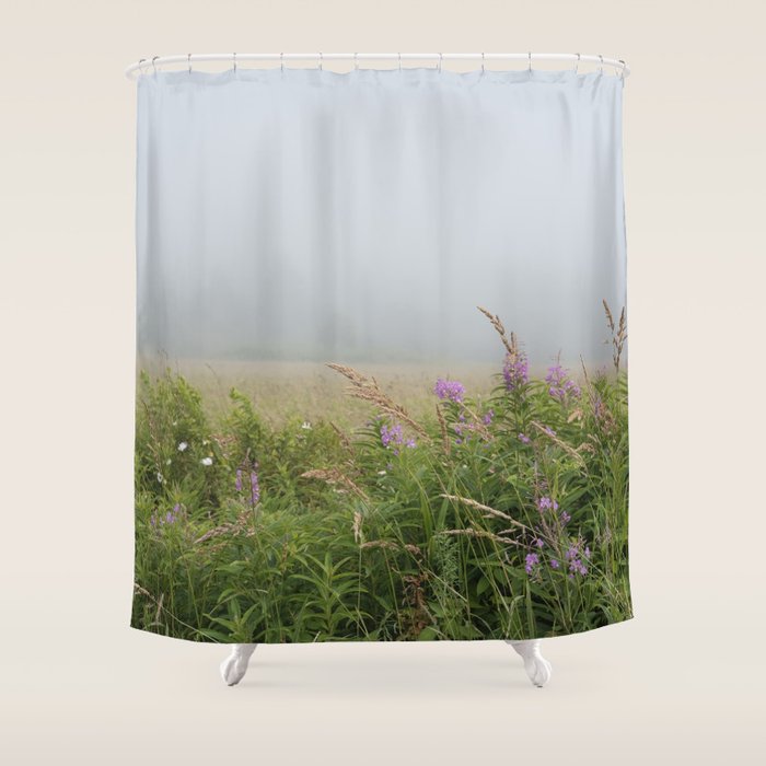 sea fog and wildflowers Shower Curtain Gallery Image 1