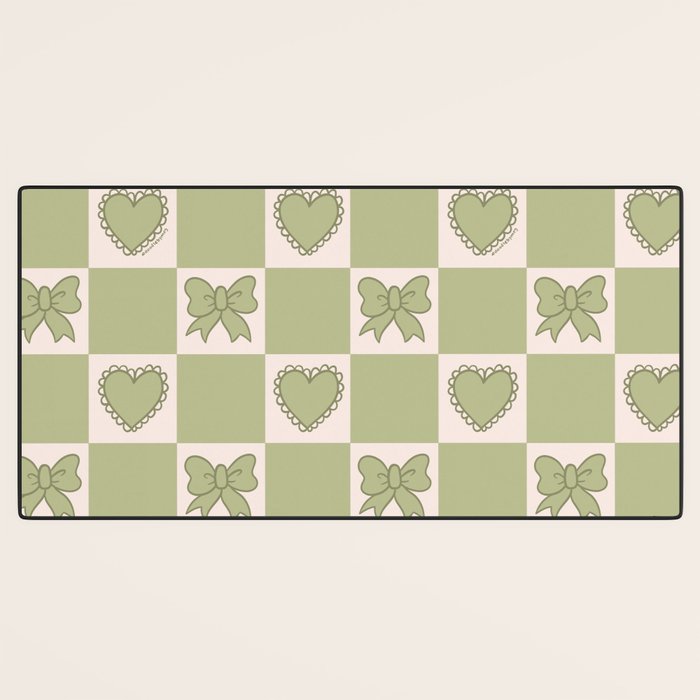 Green Bow Checkered Print Desk Mat Gallery Image 3