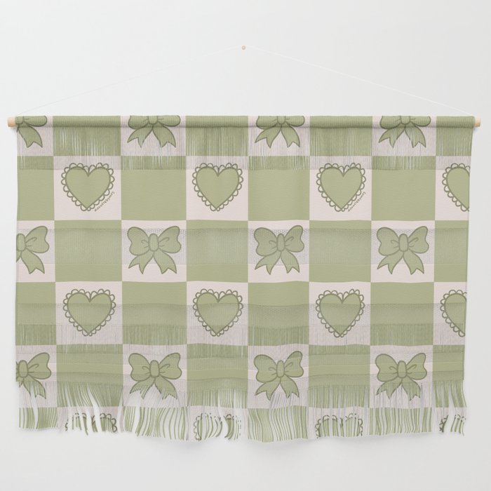 Green Bow Checkered Print Wall Hanging Gallery Image 1