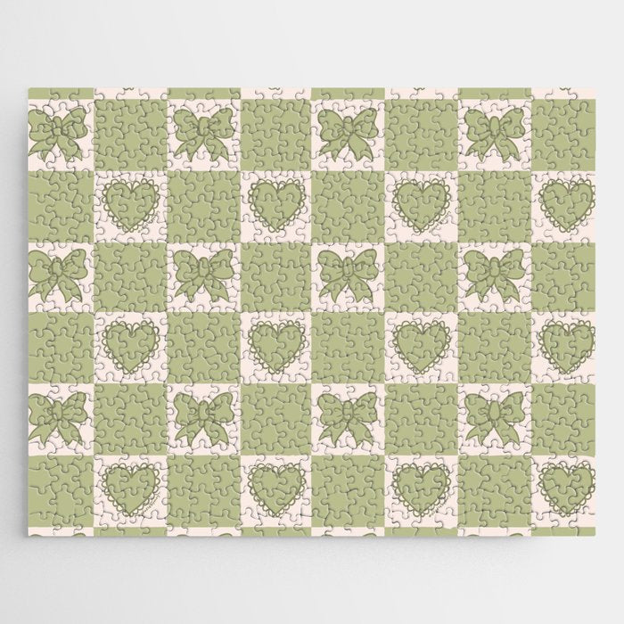 Green Bow Checkered Print Jigsaw Puzzle Gallery Image 1