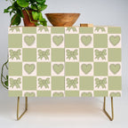 Green Bow Checkered Print Credenza Gallery Image 1