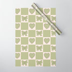 Green Bow Checkered Print Wrapping Paper Gallery Image 1