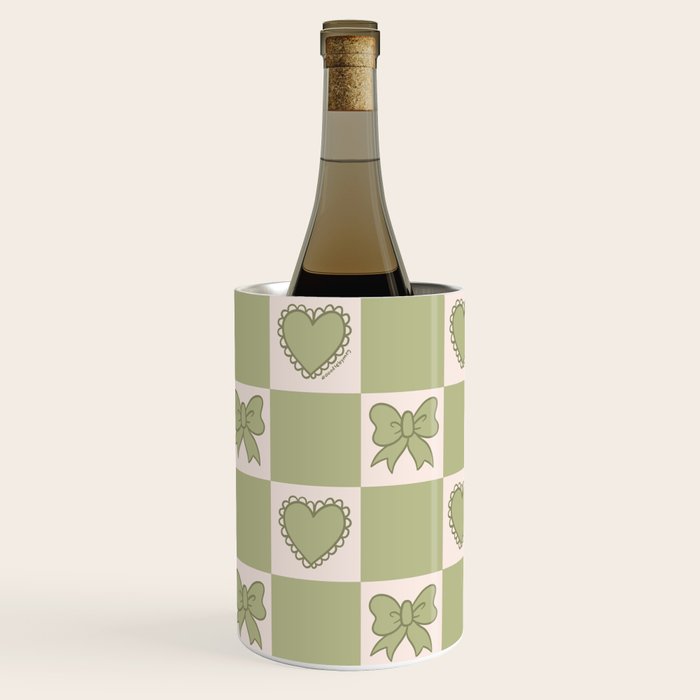 Green Bow Checkered Print Wine Chiller Gallery Image 3