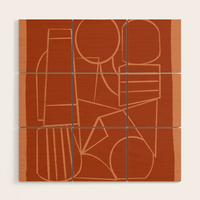Abstract Line Shapes Wood Wall Art Gallery Image 1