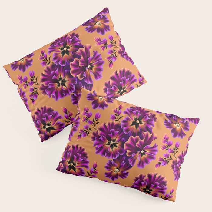 Pansies Floral - Peach and Purple Pillow Sham Gallery Image 3