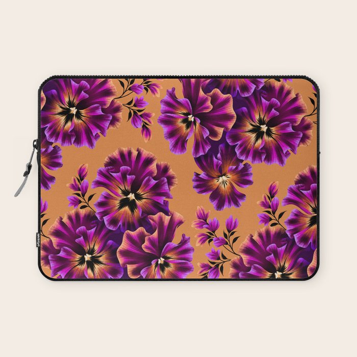 Pansies Floral - Peach and Purple Laptop Sleeve Gallery Image 1