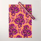 Pansies Floral - Peach and Purple Wrapping Paper Gallery Image 1