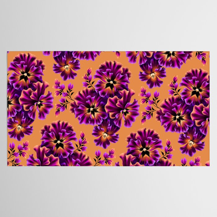 Pansies Floral - Peach and Purple Tablecloth Gallery Image 2