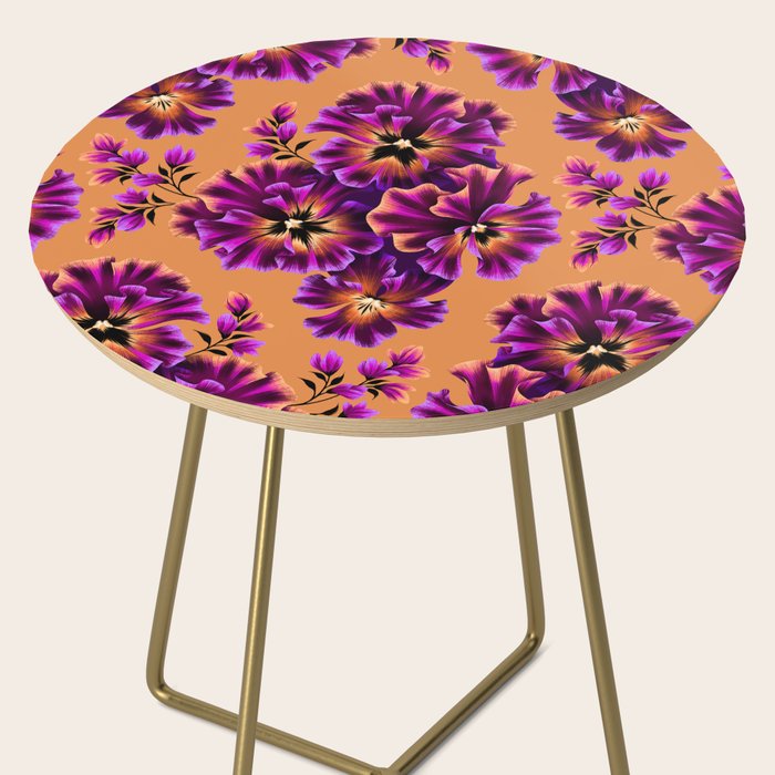 Pansies Floral - Peach and Purple Side Table Gallery Image 2