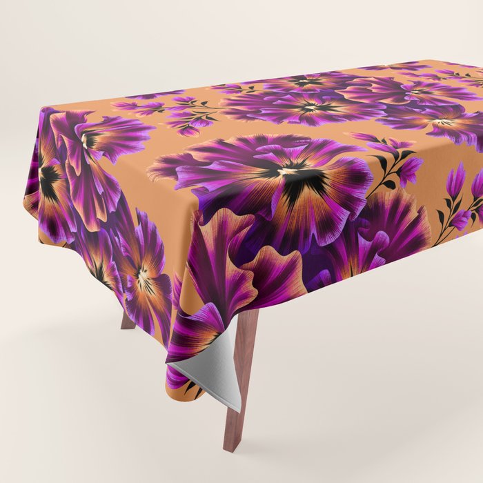 Pansies Floral - Peach and Purple Tablecloth Gallery Image 1