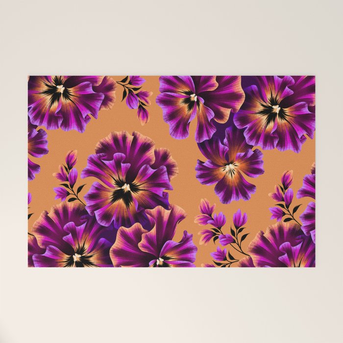 Pansies Floral - Peach and Purple Welcome Mat Gallery Image 1