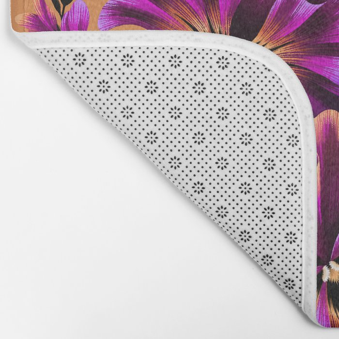 Pansies Floral - Peach and Purple Bath Mat Gallery Image 2