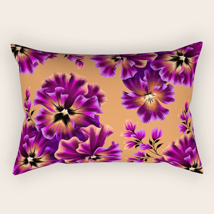 Pansies Floral - Peach and Purple Rectangular Pillow Gallery Image 2