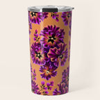 Pansies Floral - Peach and Purple Travel Mug Gallery Image 1
