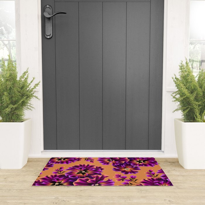 Pansies Floral - Peach and Purple Welcome Mat Gallery Image 3