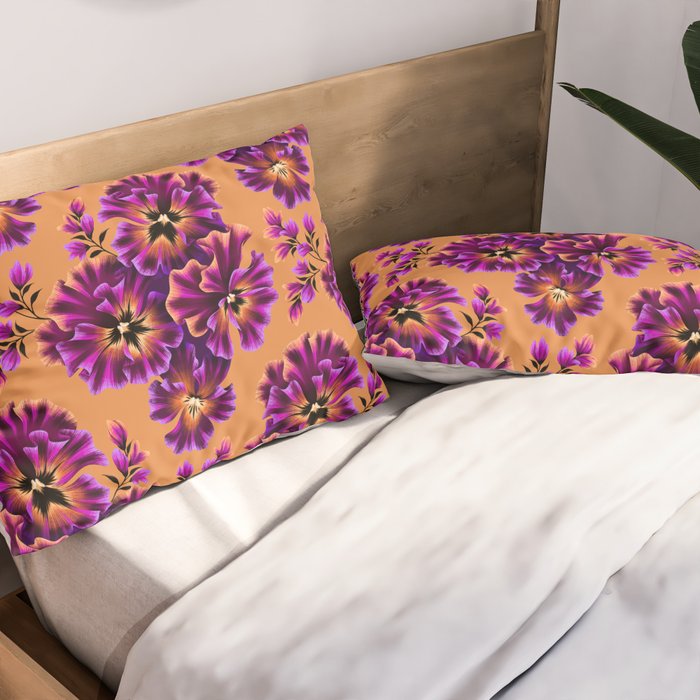 Pansies Floral - Peach and Purple Pillow Sham Gallery Image 2